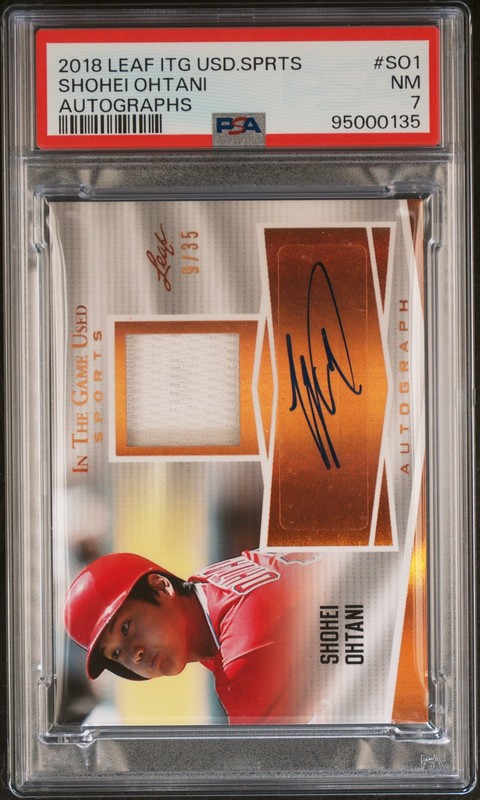 2018 LEAF IN THE GAME USED SPORTS AUTOS #SO1 SHOHEI OHTANI 9/35 PSA 7 AUTO