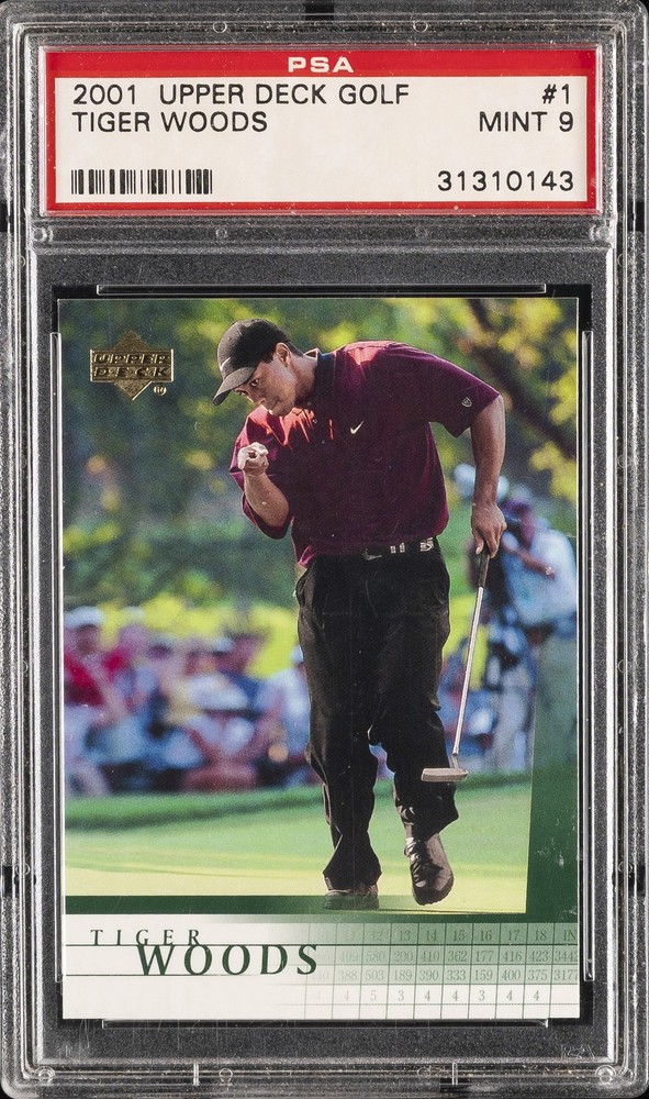 2001 UD GOLF #1 TIGER WOODS PSA 9