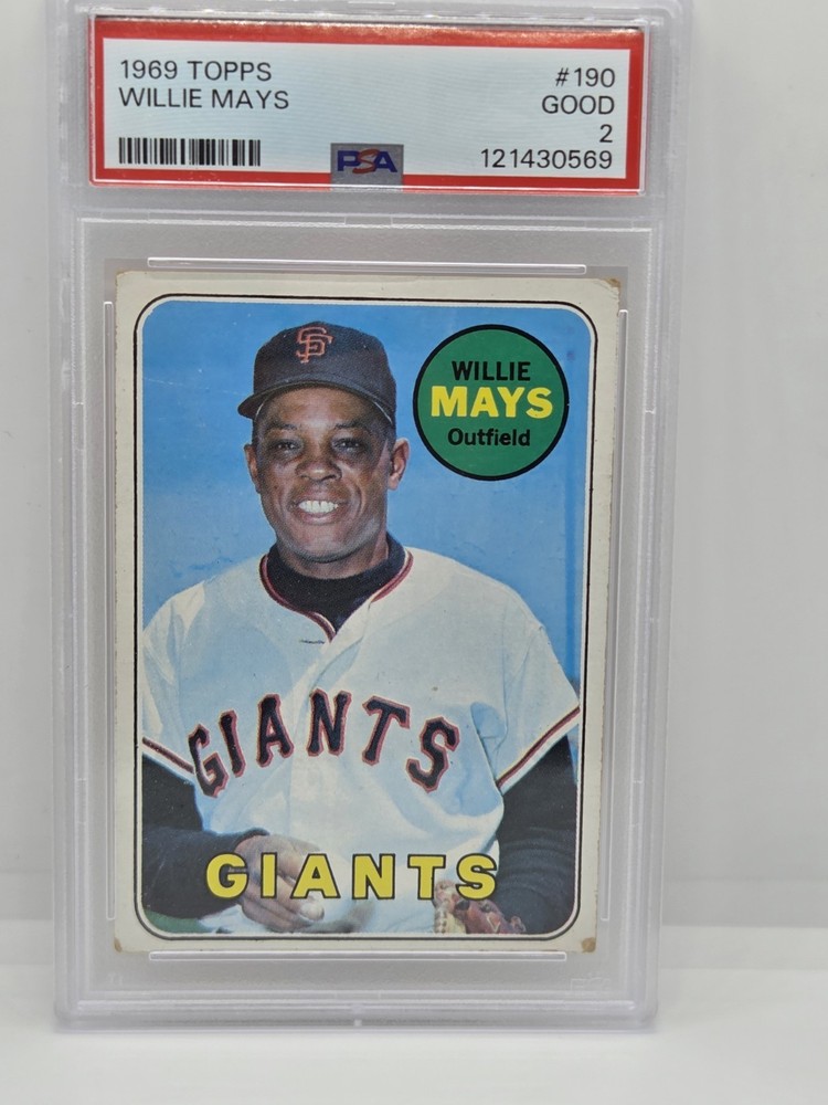 1969 Topps  Willie Mays #190 PSA 2 Giants HOF New Label Centered San Francisco
