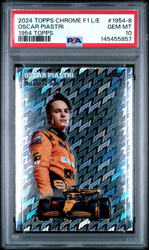 2024 TOPPS CHROME FORMULA 1 LOGOFRACTOR EDITION 1954 TOPPS OSCAR PIASTRI PSA 10