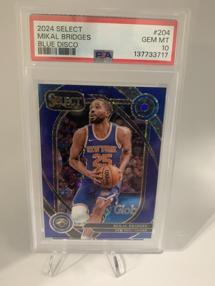 2024-25 Panini Select - Courtside Mikal Bridges #204 Blue Disco Prizm /25 PSA 10