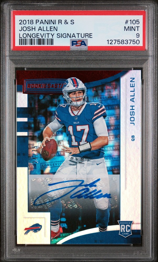 2018 PANINI ROOKIES & STARS LONGEVITY SIGNATURE JOSH ALLEN ROOKIE RC 24/75 PSA 9