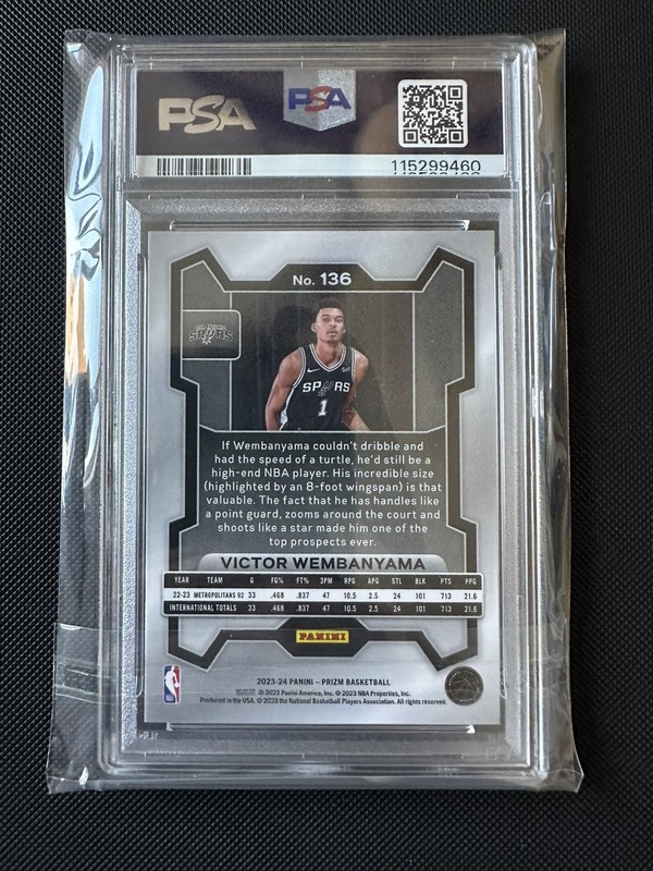 2023 Prizm Victor Wembanyama  #136 PSA 9 Mint San Antonio Spurs RC view 2