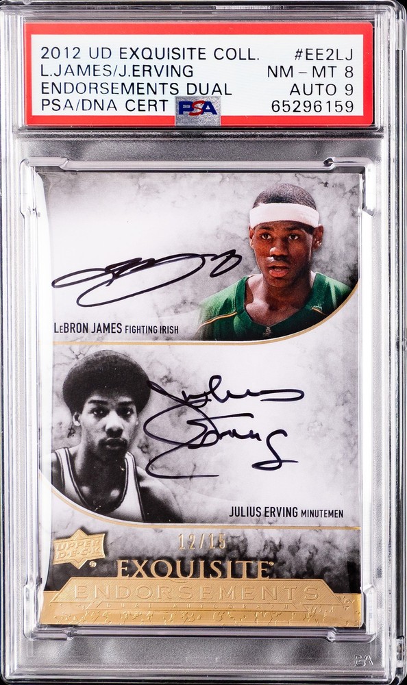 2012 #EE2LJ JULIUS ERVING/LEBRON JAMES 12/15 PSA 8 AUTO 9