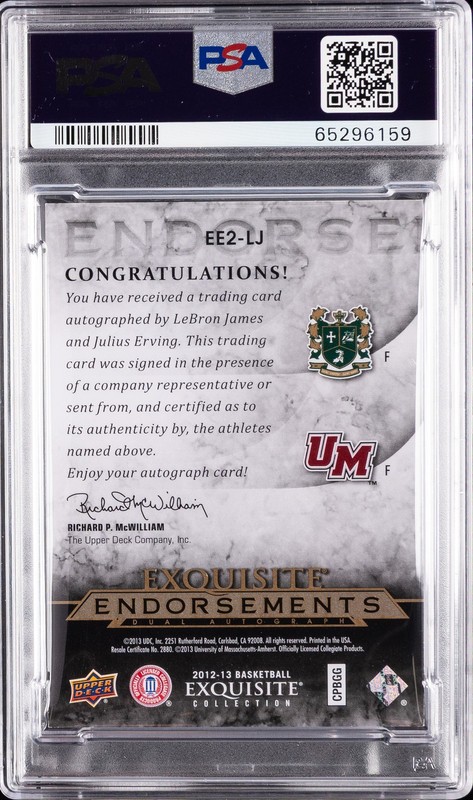 2012 #EE2LJ JULIUS ERVING/LEBRON JAMES 12/15 PSA 8 AUTO 9 view 2