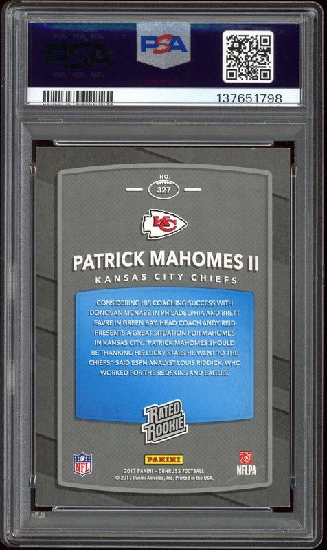 2017 Donruss #327 PATRICK MAHOMES II RC Rated Rookie PSA 8 NM-MT view 2