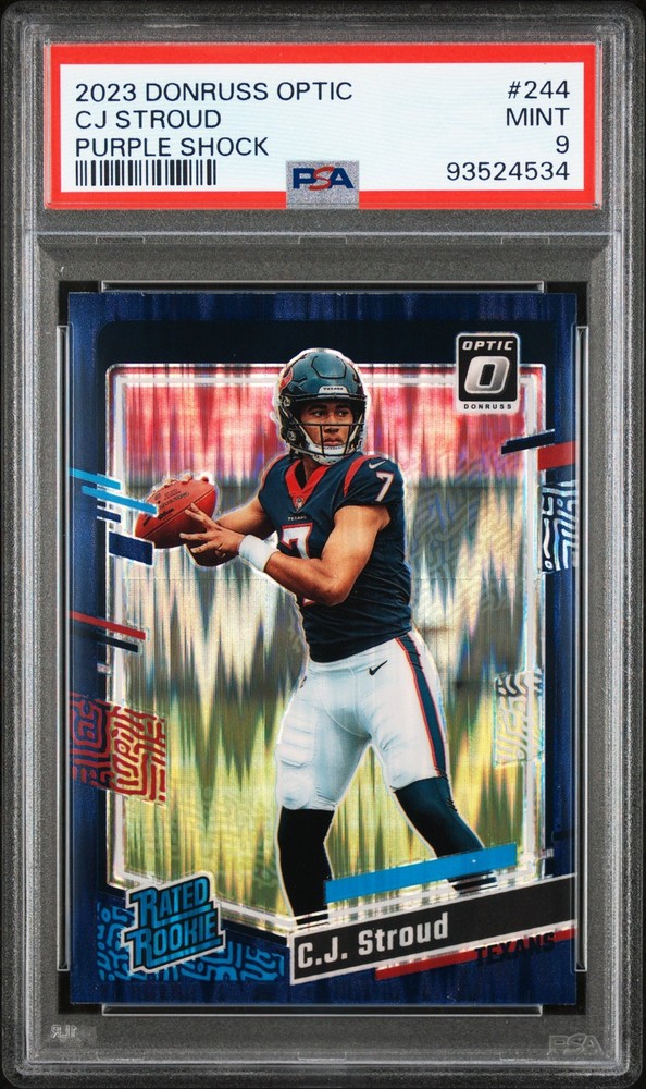 2023 Panini Donruss Optic #244 Cj Stroud Purple Shock PSA 9