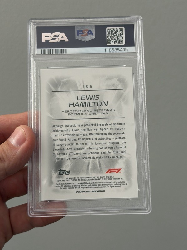 2024 Topps Chrome Formula 1 F1 Ultrasonic Lewis Hamilton #US-6 PSA 9 view 2