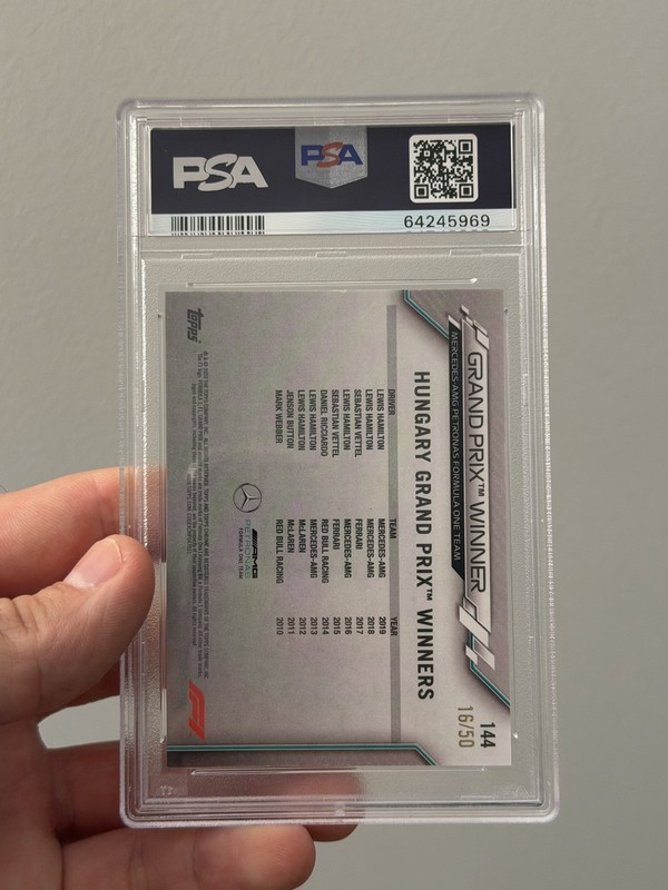 2020 Topps Chrome Sapphire F1 Lewis Hamilton Gold#144 (16/50) PSA 9 - POP 10 view 2