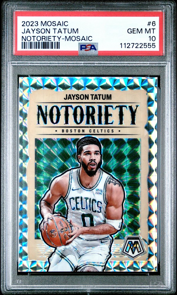 2023 PANINI MOSAIC NOTORIETY MOSAIC #6 JAYSON TATUM PSA 10 view 1
