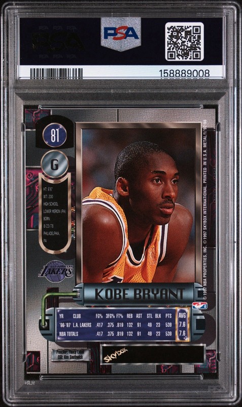 SkyBox 1997-98 Metal Universe Kobe Bryant #81 PSA Graded Lakers NBA Card view 2
