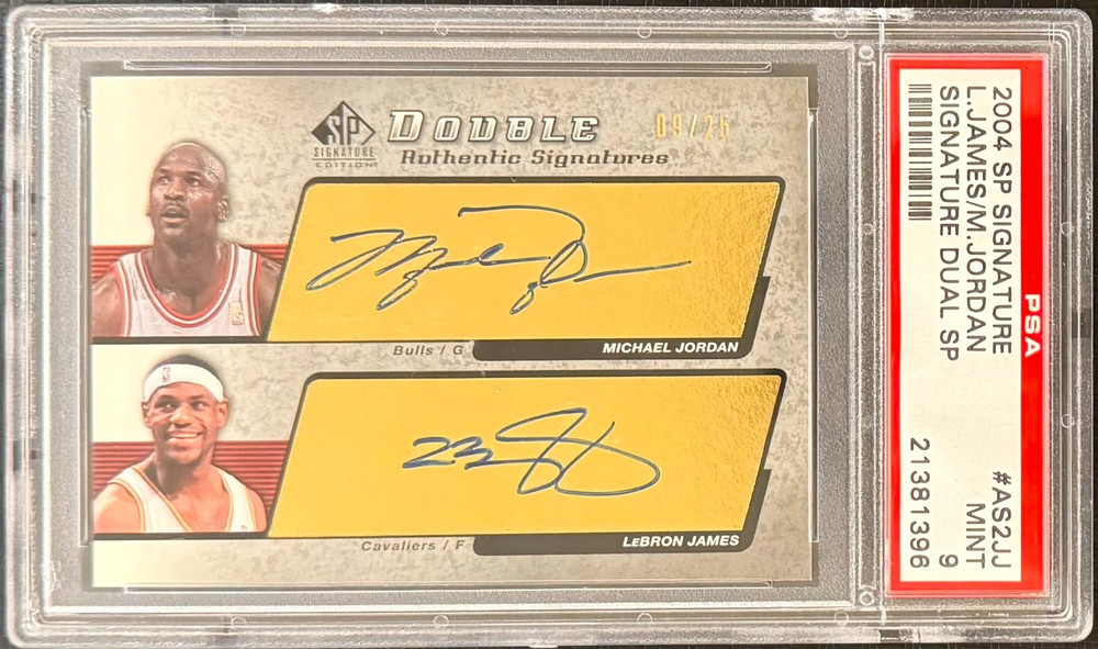 2004 SP Signature Edition Dual Michael Jordan & LeBron James AUTO /25 #JJ PSA 9