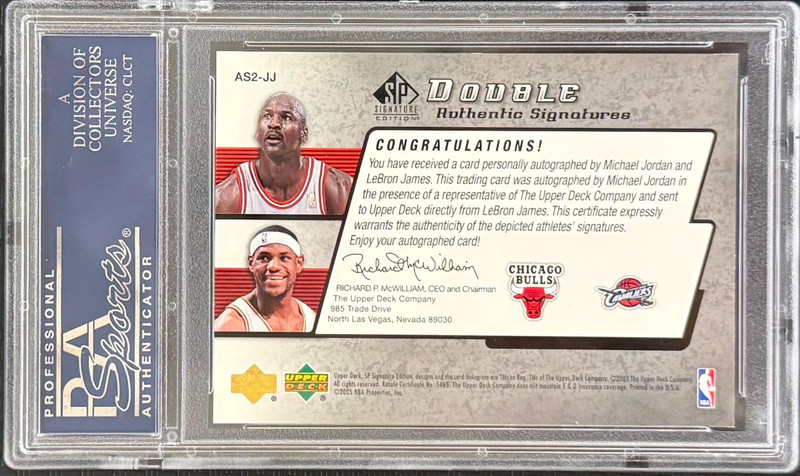 2004 SP Signature Edition Dual Michael Jordan & LeBron James AUTO /25 #JJ PSA 9 view 2