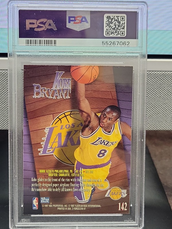 Kobe Bryant 1996 Skybox Z-Force RC Rookie Card PSA 7 NM No. 142 view 2