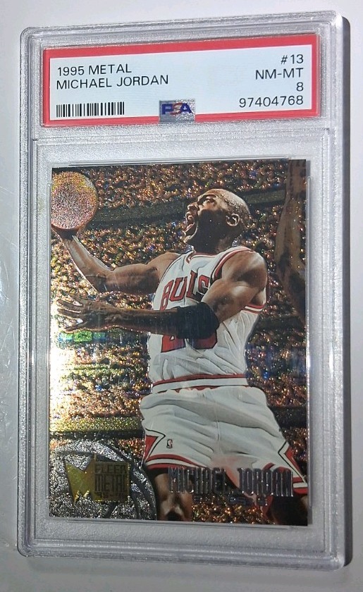🔥Michael Jordan🔥 Metal Foil 1995 Fleer PSA 8 NM-MT #13 🔥RARE🔥PSA 8 🔥SP🔥