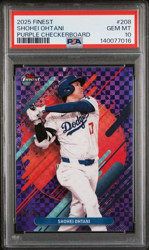 2025 Topps Finest Shohei Ohtani PURPLE Refractor Pop 12 Non Auto PSA 10 /75