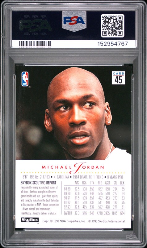 1993 SKYBOX PREMIUM #45 MICHAEL JORDAN PSA 7 view 2