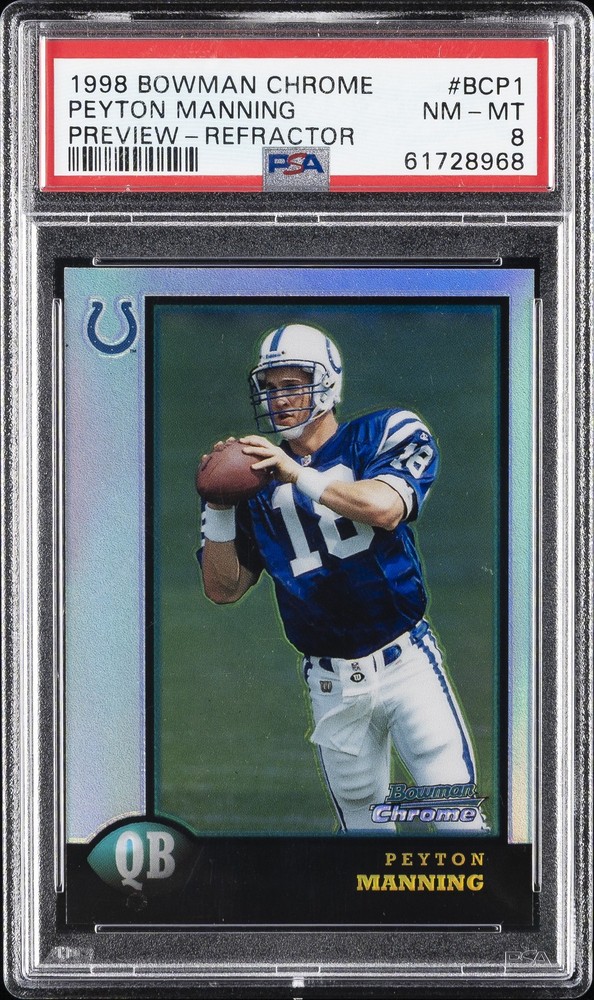 1998 BOWMAN CHROME PREVIEW REFRACTOR #BCP1 PEYTON MANNING PSA 8