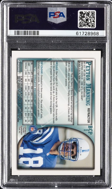 1998 BOWMAN CHROME PREVIEW REFRACTOR #BCP1 PEYTON MANNING PSA 8 view 2