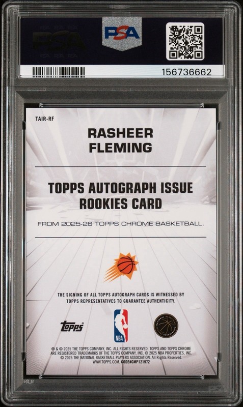 2025 Rasheer Fleming Topps Chrome Gold Auto /50 Refractor Rookie PSA 10 POP 3 view 2