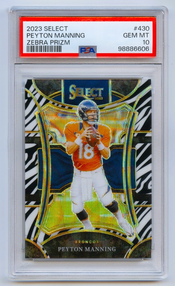 PEYTON MANNING 2024 SELECT SUITE LEVEL ZEBRA PRIZM REFRACTOR SP PSA 10 *POP 4*