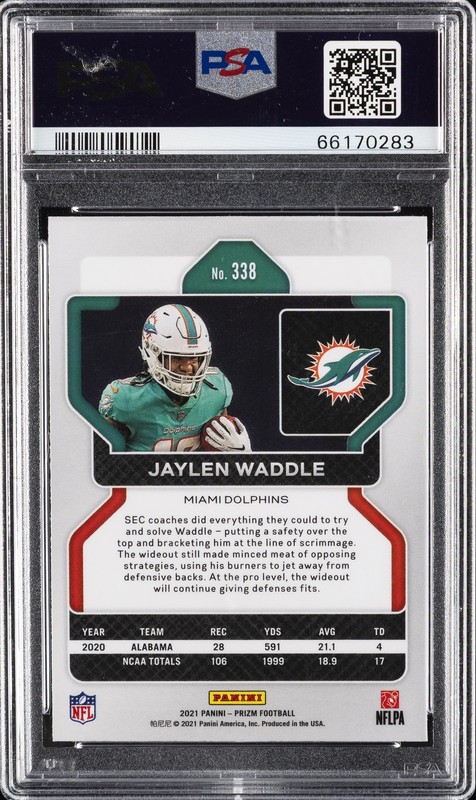 2021 PANINI PRIZM #338 JAYLEN WADDLE PSA 10 view 2