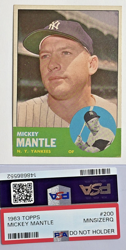 1963 Topps Mickey Mantle #200 PSA Min Size / Factory Short Cut - Beautiful Card! view 1