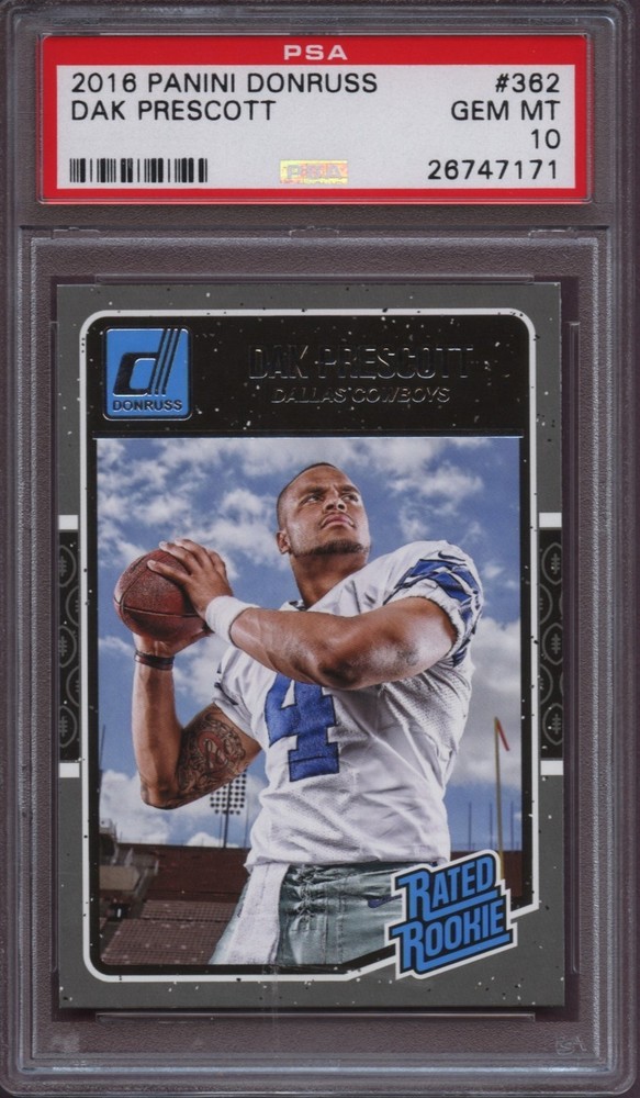 2016 Donruss 362 Dak Prescott PSA 10 Gem Mint RC QTY Rookie card Cowboys 