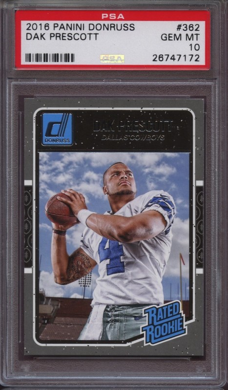 2016 Donruss 362 Dak Prescott PSA 10 Gem Mint RC QTY Rookie card Cowboys  view 2