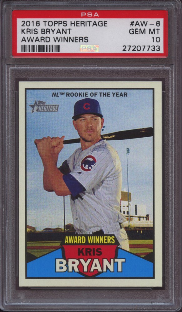 2016 Topps Heritage Award Winners AW-6 Kris Bryant Award Winners PSA 10 Gem Mint