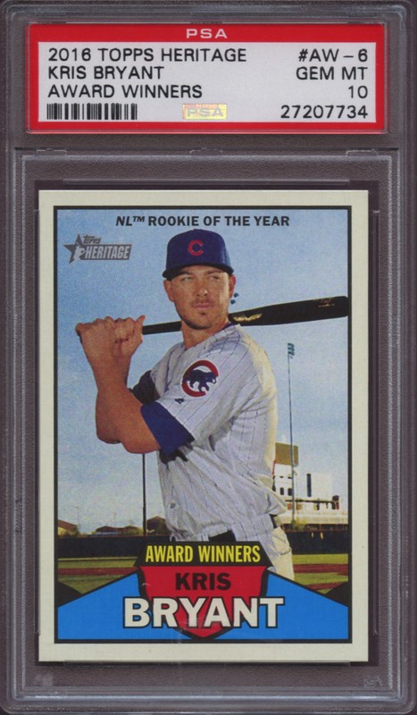 2016 Topps Heritage Award Winners AW-6 Kris Bryant Award Winners PSA 10 Gem Mint view 2