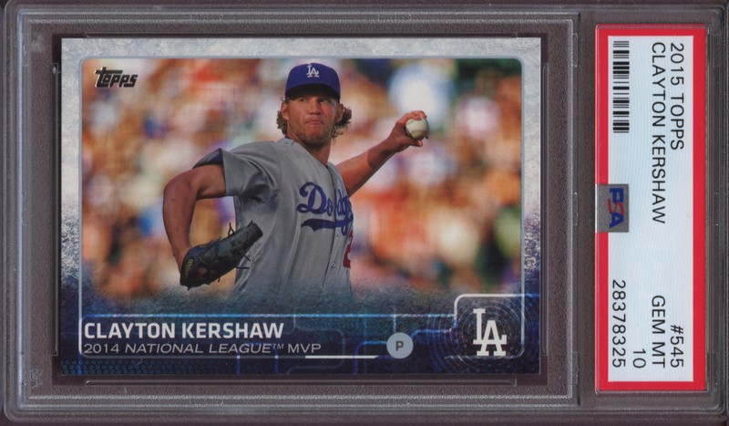 2015 Topps 545 Clayton Kershaw PSA 10 Gem Mint Dodgers  view 2