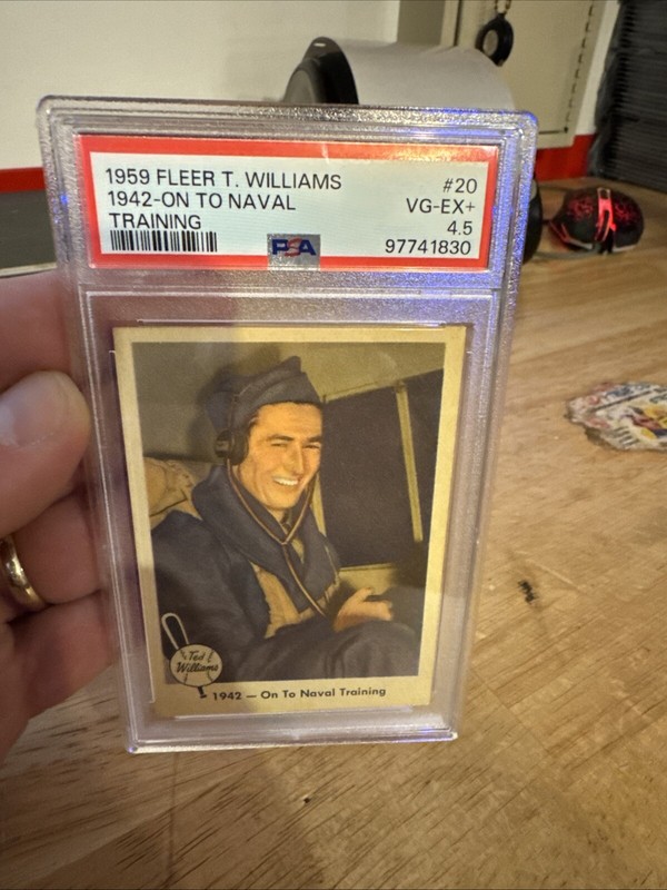 Ted Williams PSA 4.5 Vintage Baseball Card Navy Pilot Boston Red Sox Fleer 1959 view 2