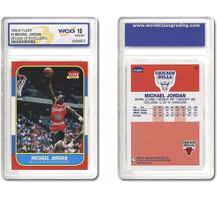 MICHAEL JORDAN 1996-97 FLEER #4 DECADE OF EXCELLENCE" 1986 ROOKIE CARD GEM-MT 10