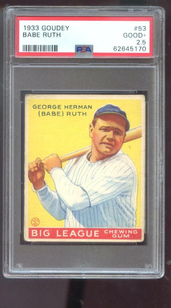 1933 Goudey #53 Babe Ruth PSA 2.5 Graded Baseball Card New York Yankees MLB