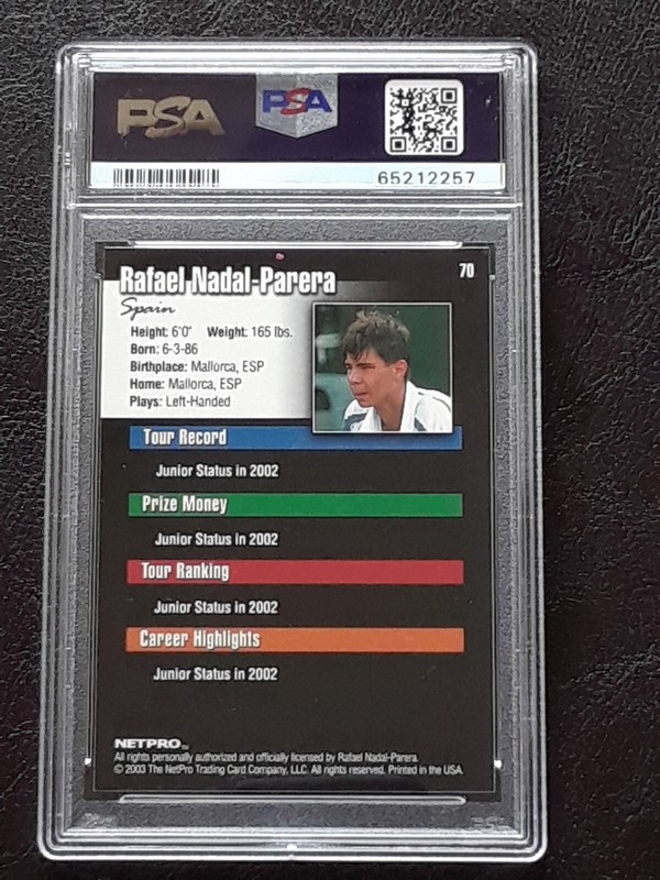 2003 Netpro Tennis Rafael Nadal Rookie RC #70 PSA 8 view 2