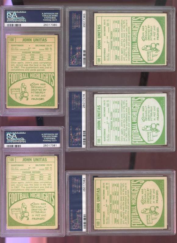 1968 Topps #100 John Unitas Johnny Unitas PSA 1 Graded Football Card NFL Colts view 2