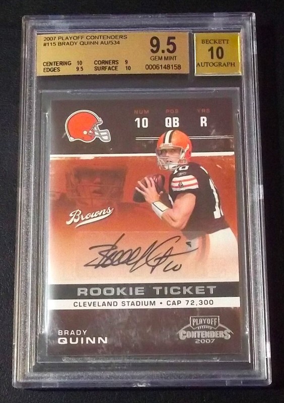 (#/534) BGS 9.5 10 Rc Brady Quinn Auto 2007 Contenders Rookie Signed Autograph view 2
