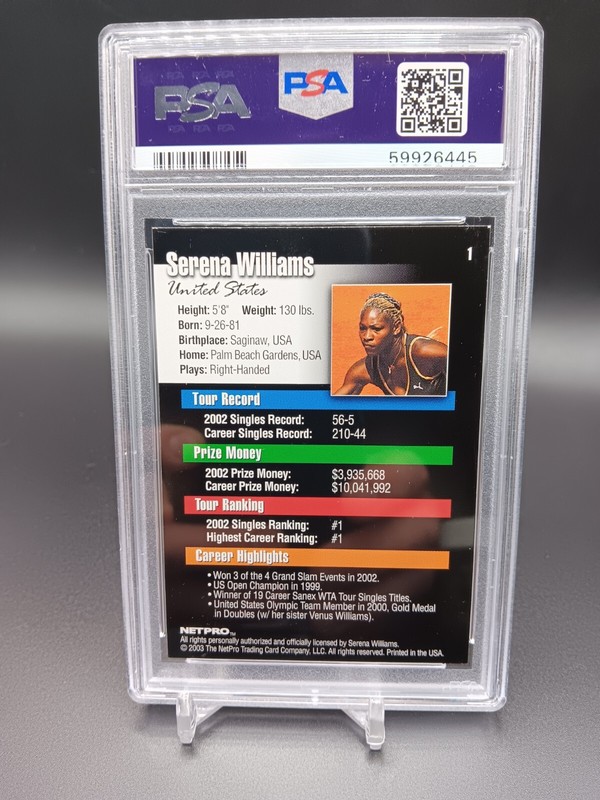 Serena Williams 2003 NetPro Tennis Card PSA 8.5 view 2