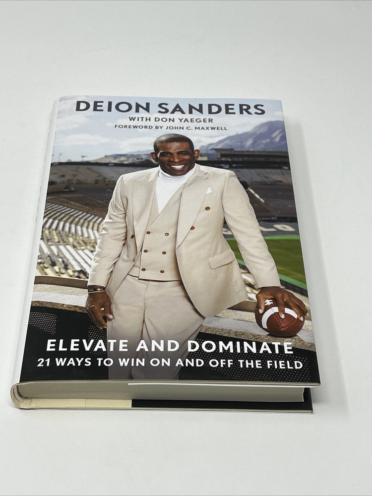 Deion Sanders Signed Book Elevate & Dominate HCB Football Autograph PSA/DNA