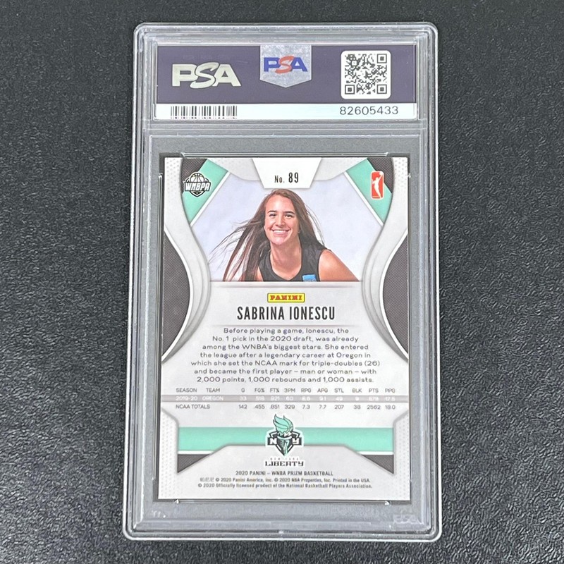 2020 Panini Prizm WNBA #89 Sabrina Ionescu Prizm PSA Gem Mint 9 RC view 2