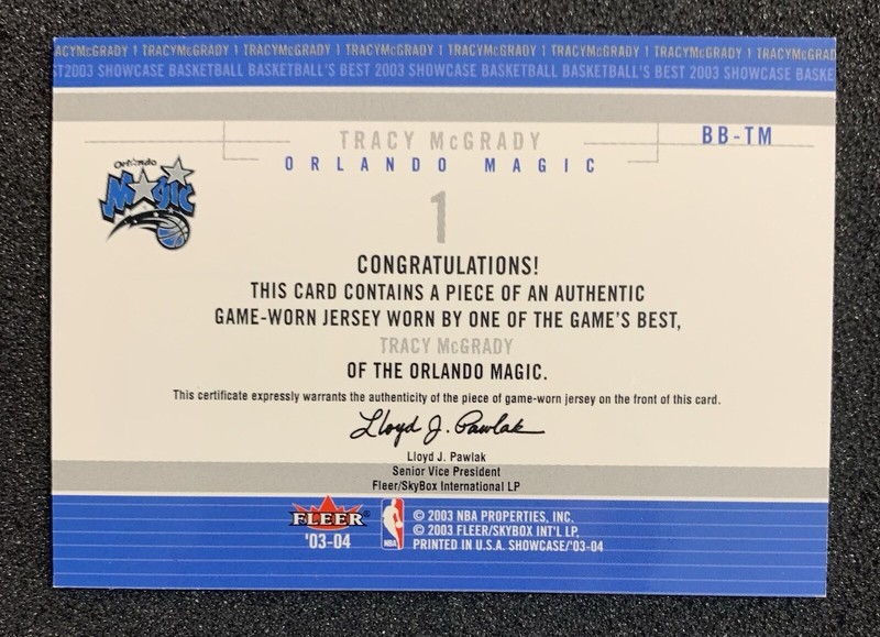 2003-04 Fleer Showcase Basketball’s Best Tracy McGrady Magic Game Used Jersey view 2