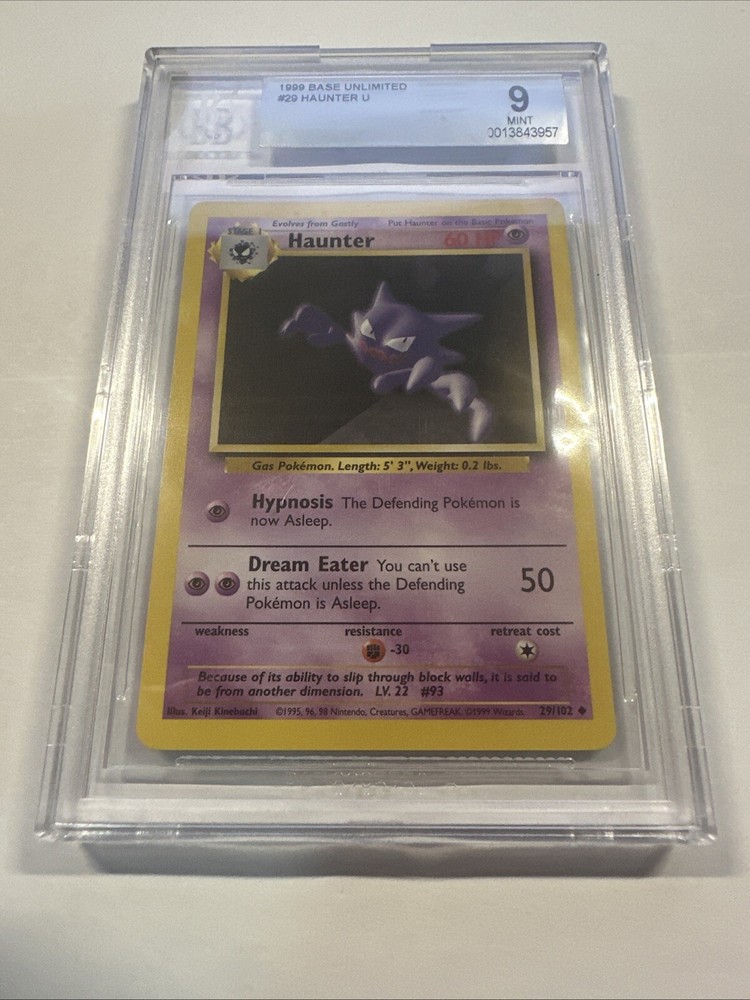 1999 HAUNTER Pokemon Original Base Set Pokémon Card 29/102 Graded BGS 9 Mint