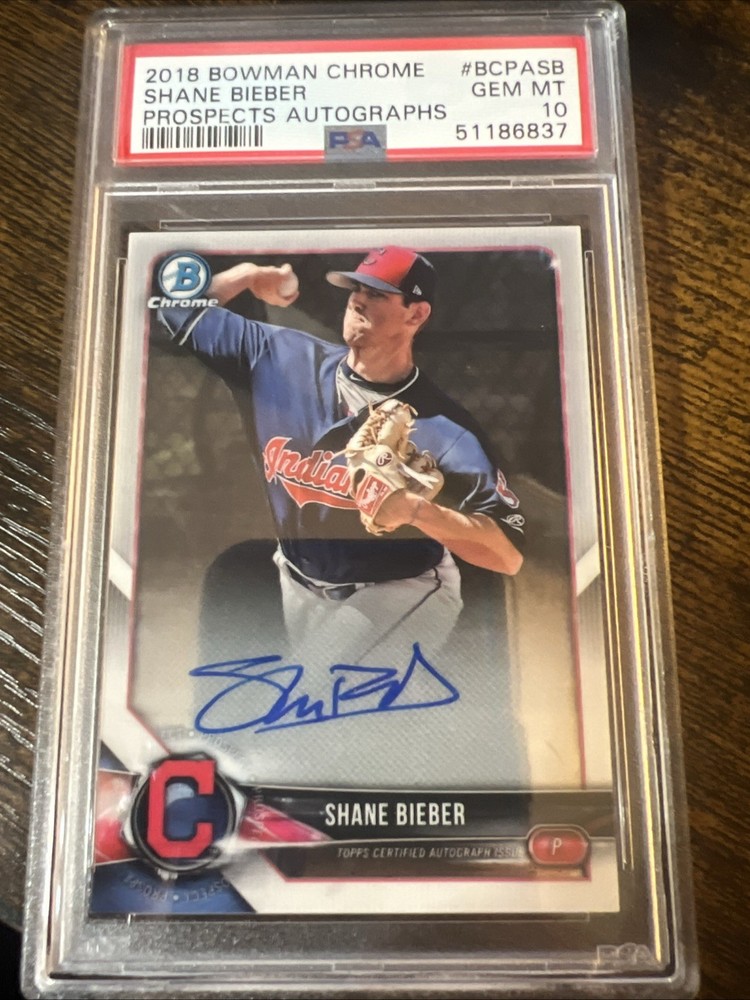 2018 Bowman Chrome - Prospect Autographs Shane Bieber #BCPA-SB RC PSA 10