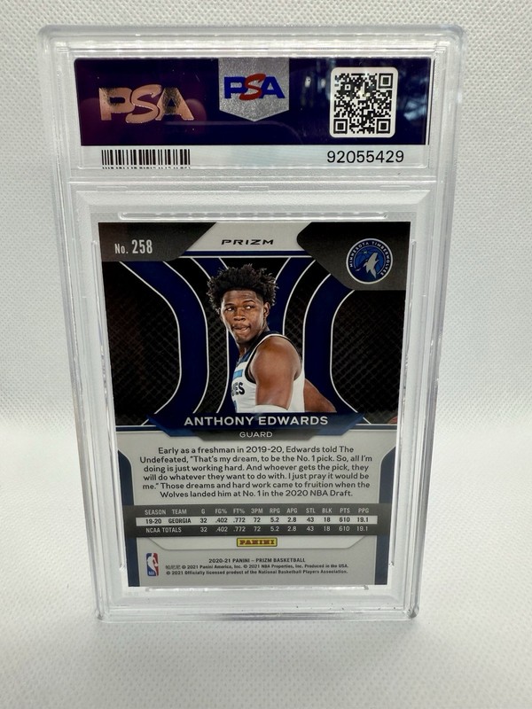 2020-2021 Prizm Anthony Edwards Blue Wave PSA 10 Color Match Rookie (RC)! view 2