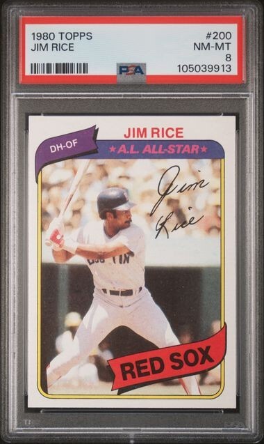 HIGH-END PSA 8 JIM RICE HOF 1980 TOPPS #200 GRADED NM-MINT VINTAGE CHERRY *TPHLC