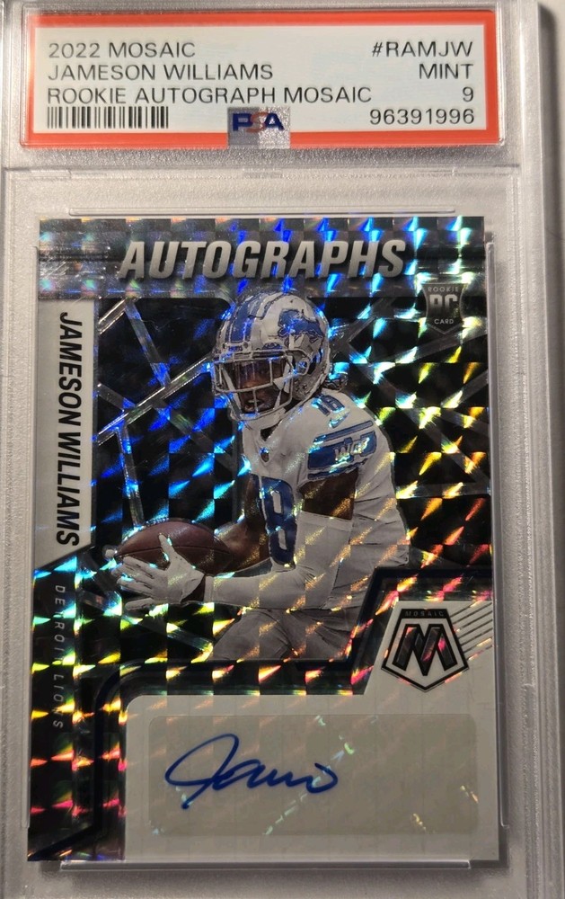 Jameson Williams 2022 Mosaic Rookie Autograph Mosaic RC Auto PSA 9  Lions