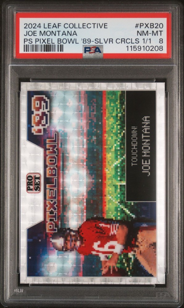 Joe Montana 2024 Leaf Collective 89 Pixel Bowl 1/1 49ers Graded Card PSA 8