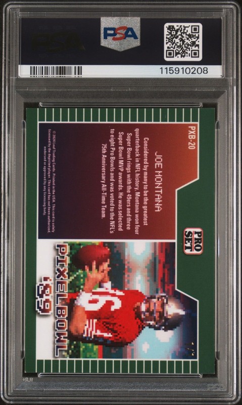 Joe Montana 2024 Leaf Collective 89 Pixel Bowl 1/1 49ers Graded Card PSA 8 view 2