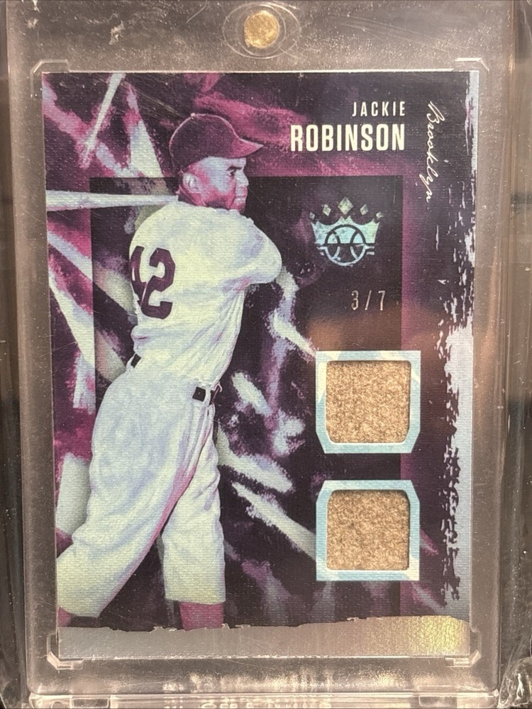 2020 JACKIE ROBINSON Panini Diamond Kings DOUBLE Game Used JERSEY Card 3/7 RARE!
